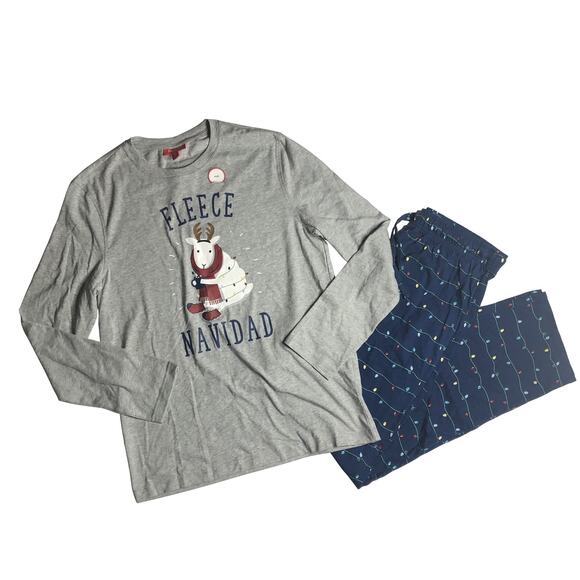 Holiday Family PJs Blue and Grey Holiday Lights 2 Piece Set - Size Large - Picture 2 of 16